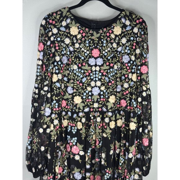 Mac Duggal 35161 Black Floral Embroidered Maxi Evening Dress Gown Size 16 NWT - Picture 5 of 7